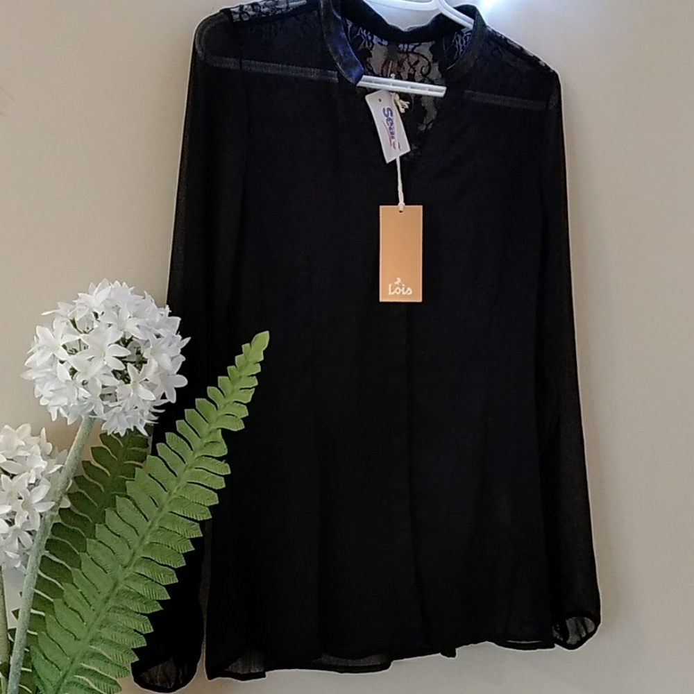 Sheer black blouse